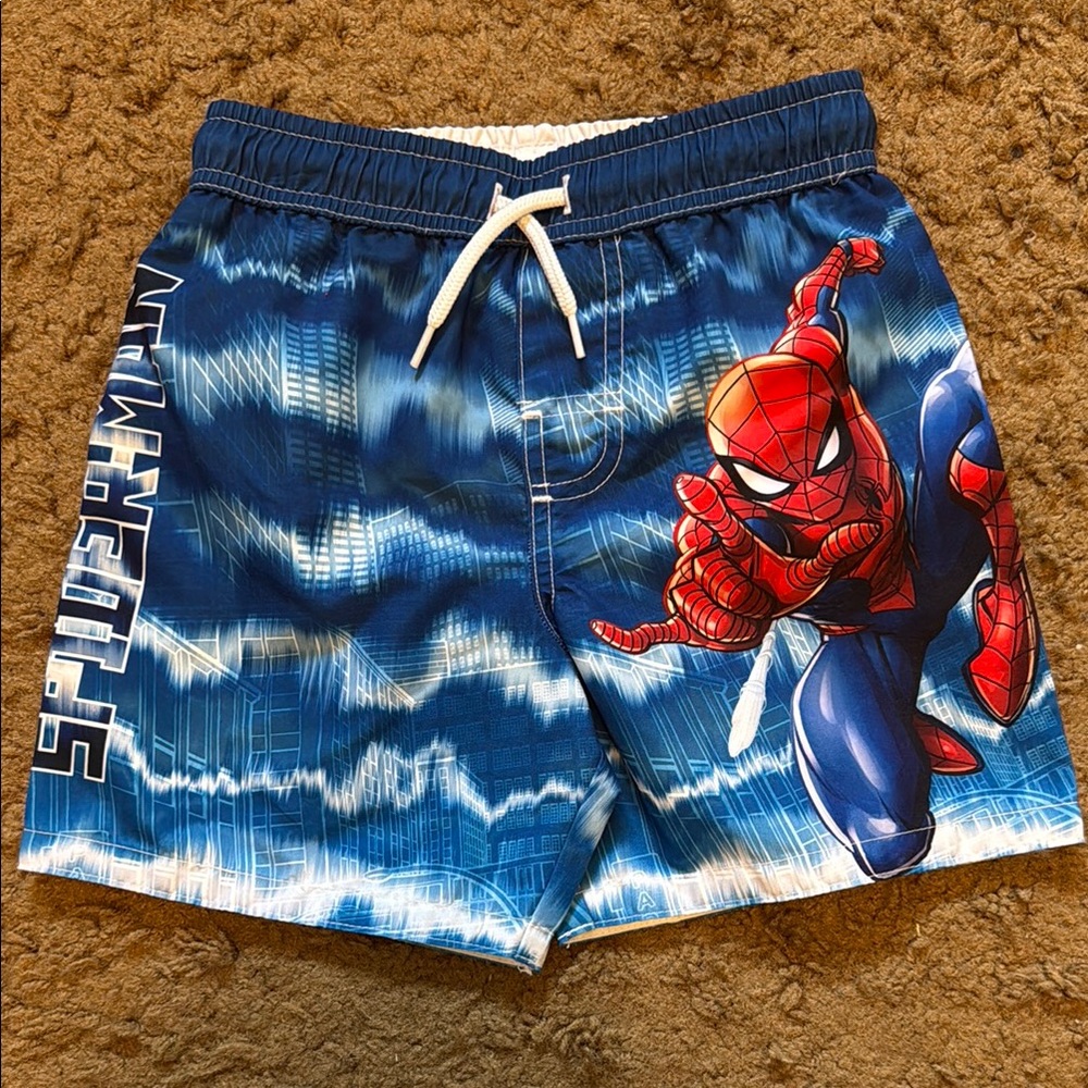 NWOT Spider-Man Kids Blue Swim Shorts Size 4